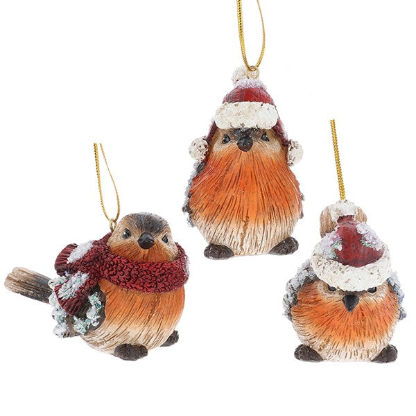Festive Robins Tree Decorations Set of 3