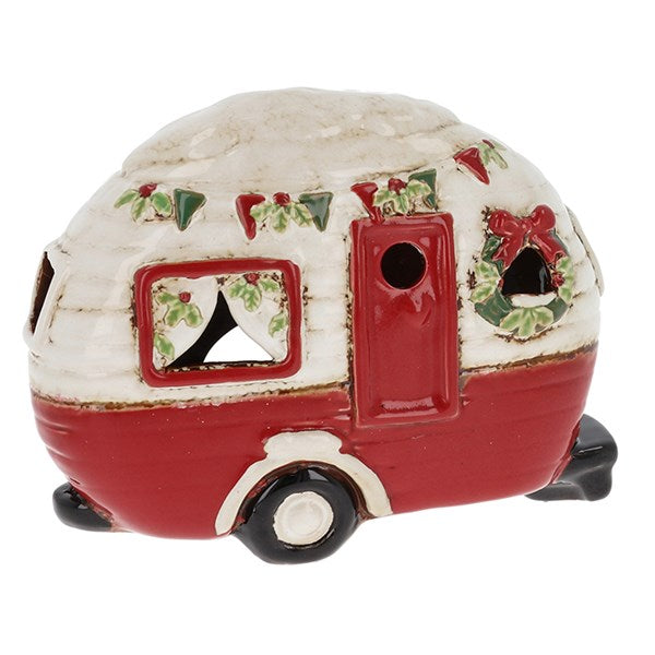 Village Pottery Christmas Campa Caravan T-Light Holder