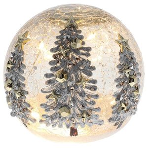 LED Crackle Ball - White & Gold Trees