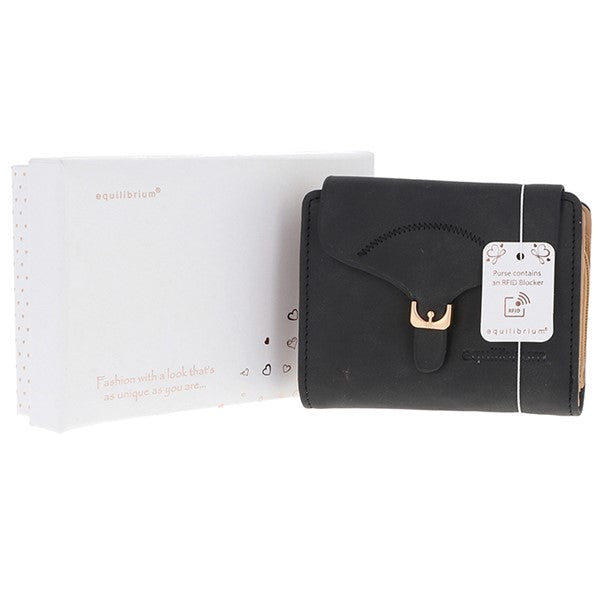 RFID Modern Buckle Purse - Small - Black