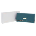 RFID Leopard Print Two Tone Purse - Large - Teal