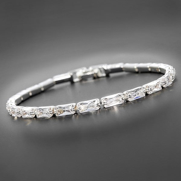 All That Bling Baguette Silver Plated Tennis Bracelet