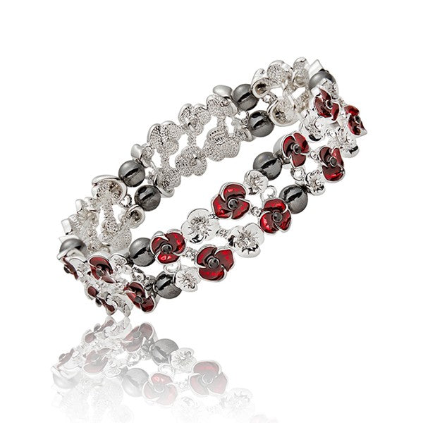 Equilibrium Silver Plated Poppy Hematite Bracelet
