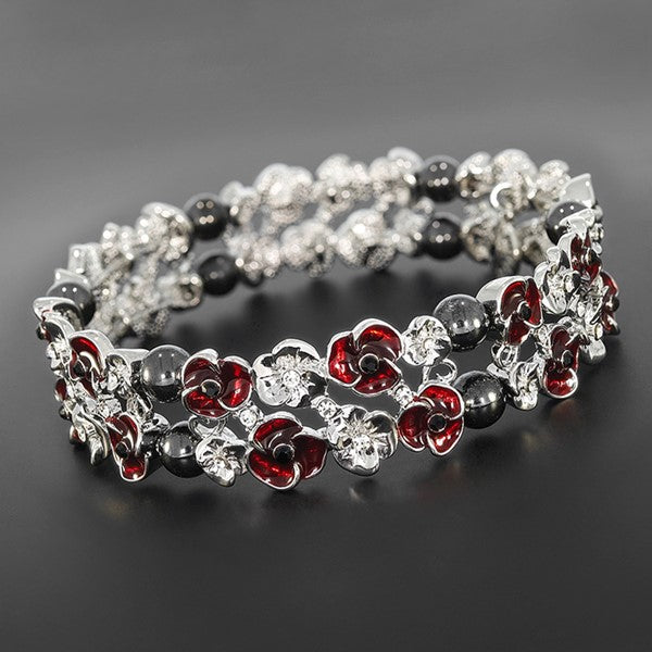Equilibrium Silver Plated Poppy Hematite Bracelet