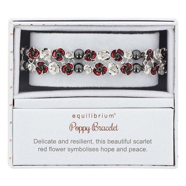 Equilibrium Silver Plated Poppy Hematite Bracelet