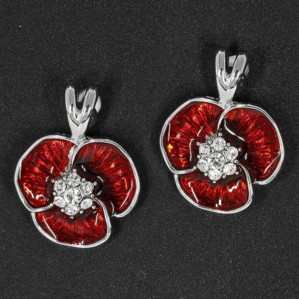 Equilibrium Silver Plated Poppy Sparkle Earrings