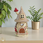 Village Pottery Mushroom Beige House T-Light Holder