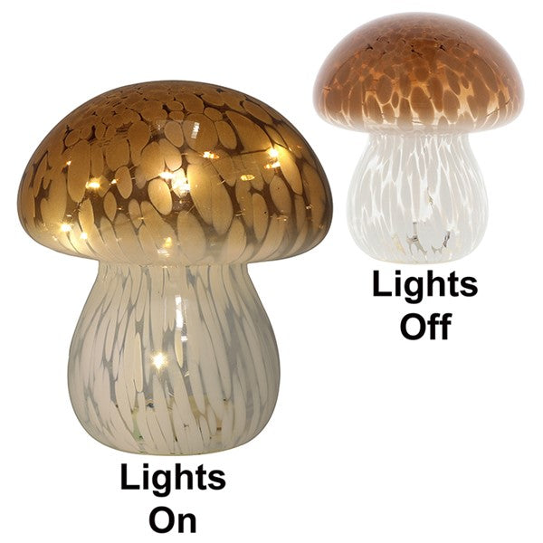LED Mushroom Lamp - Battery Powered - Amber/Brown