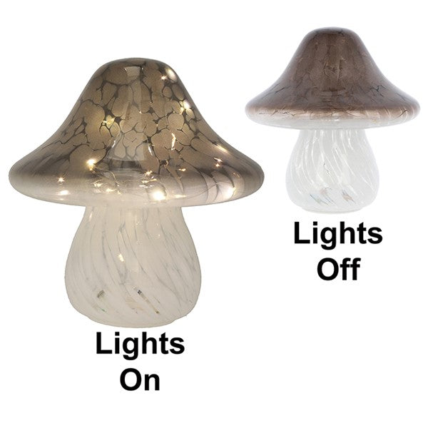 LED Toadstool Mushroom Lamp - Battery Powered - Grey/Brown