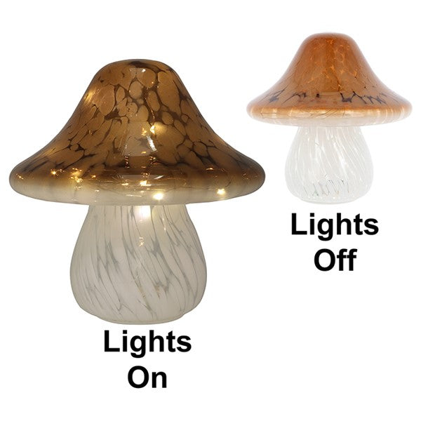 LED Toadstool Mushroom Lamp - Battery Powered - Amber/Brown