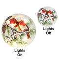 LED Crackle Ball - Robins On Branch