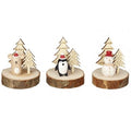 Christmas Characters On Bark Bases - Mouse, Penguin & Snowman