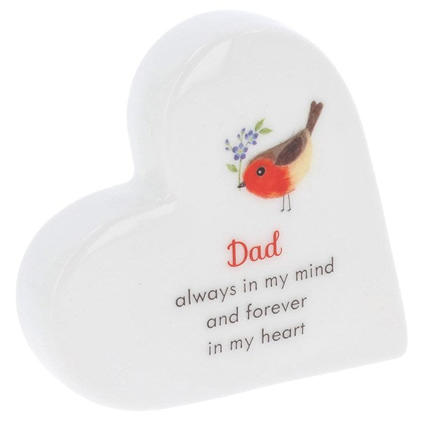 Forget-me-not & Robin Standing Heart - Mum Dad Nan Grandad
