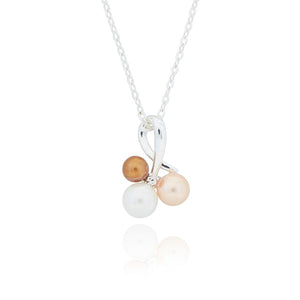 Shades of Mocha Silver Plated Pearl Necklace