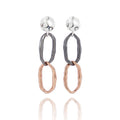 Molton Metal Contemporary Three Tone Earrings