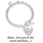 Silver Plated Mum Heart Bracelet