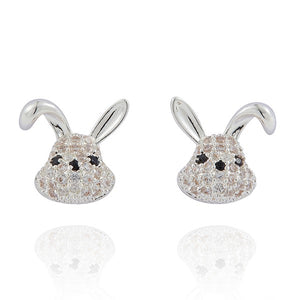 Girls Silver Plated Bunny Earrings