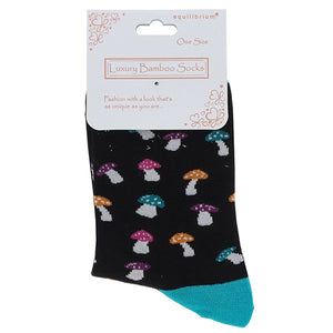 Bamboo Socks - Mushrooms - Black