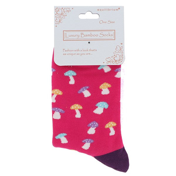 Bamboo Socks - Mushrooms - Pink