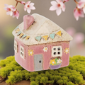 Village Pottery Garden Pink House Mini T-Light Holder