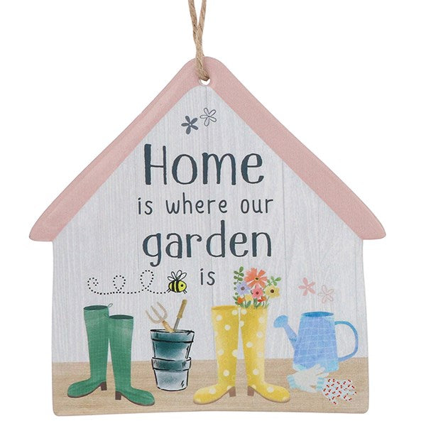 Happy Garden Hanging Plaque Home Is Where Our Garden Is