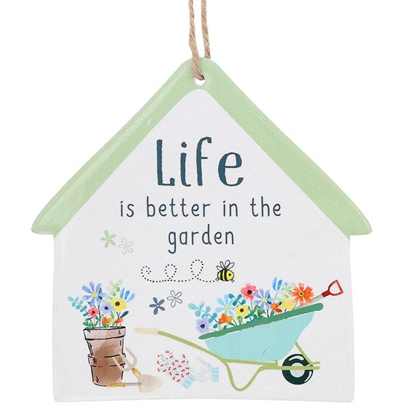 Happy Garden Hanging Plaque Life Is Better In The Garden