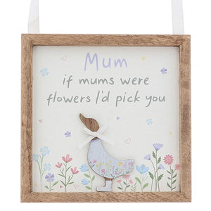 Ditsy Ducks Square Hanging Plaque - Mum