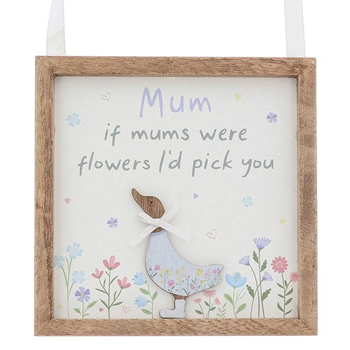 Ditsy Ducks Square Hanging Plaque - Mum