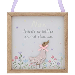 Ditsy Ducks Square Hanging Plaque - Nan