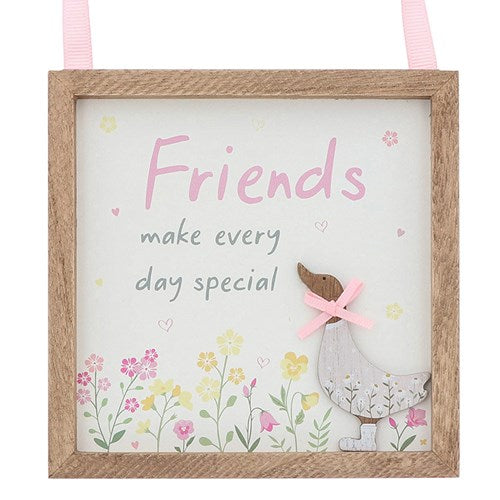 Ditsy Ducks Square Hanging Plaque - Friends