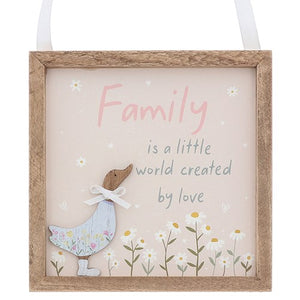 Ditsy Ducks Square Hanging Plaque - Family