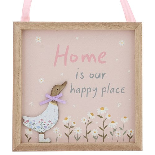 Ditsy Ducks Square Hanging Plaque - Home