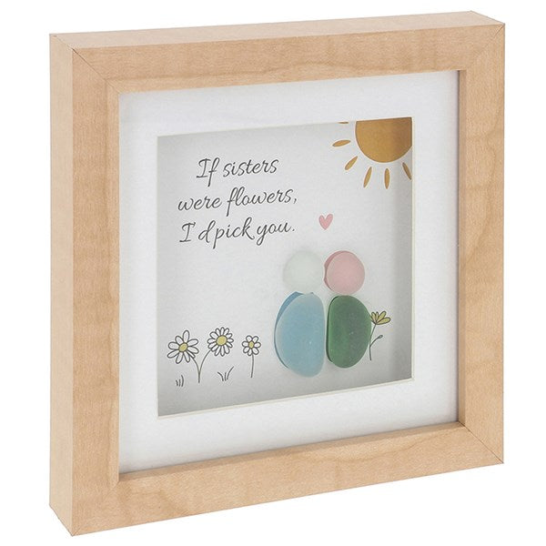 Sisters Square Pebble Glass Plaque