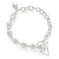 Contemporary Pearl Heart Silver Plated Bracelet