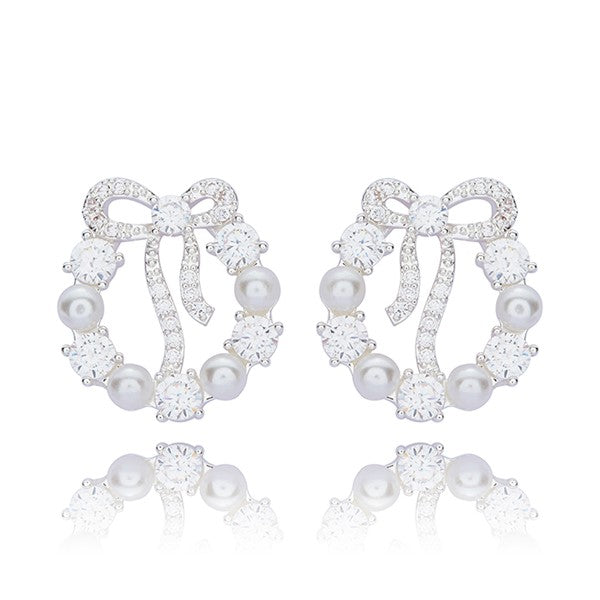 Pearl Wreath Silver Plated Earrings