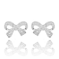 Eternal Sparkle Bow Silver Plated Stud Earrings