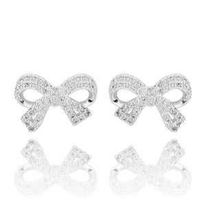 Eternal Sparkle Bow Silver Plated Stud Earrings