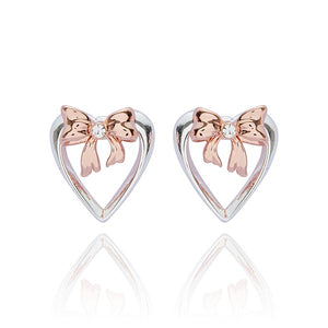 Eternal Bow Two Tone Heart Earrings