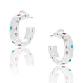 Glam Rox Starburst Silver Plated Hoop Earrings