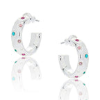 Glam Rox Starburst Silver Plated Hoop Earrings