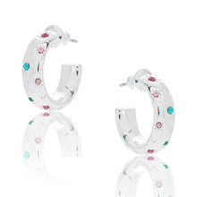 Load image into Gallery viewer, Glam Rox Starburst Silver Plated Hoop Earrings
