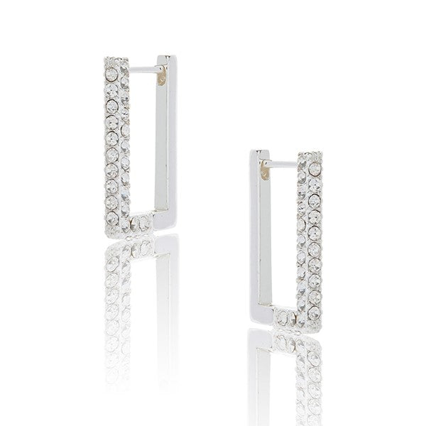 Geometric Huggie Style Silver Plated Earrings