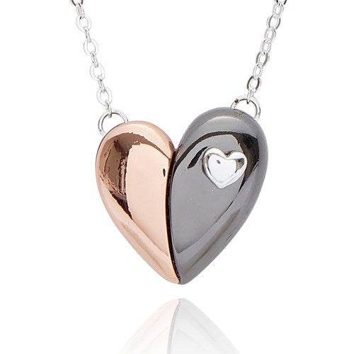 Mixed Metal Two Halves Heart Necklace