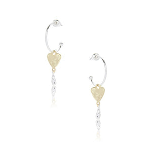 Molten Metal Two Tone Heart Drop Earrings