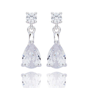 Pure Elegance Glam Teardrop Silver Plated Earrings