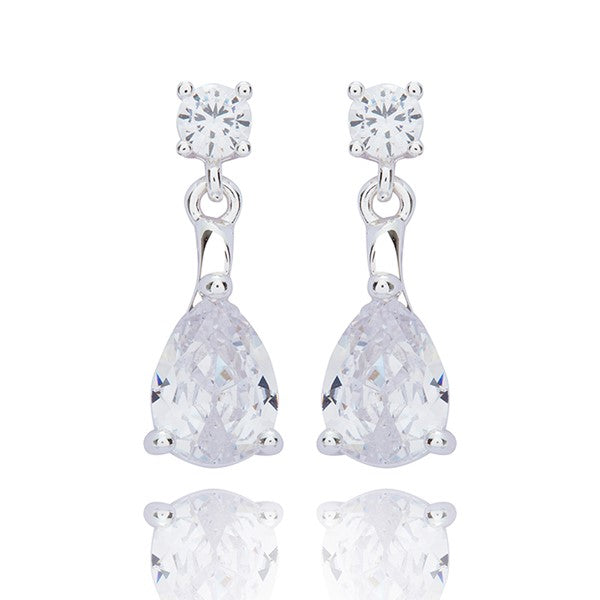 Pure Elegance Glam Teardrop Silver Plated Earrings