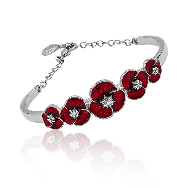 Equilibrium Silver Plated Poppy Chain Bangle