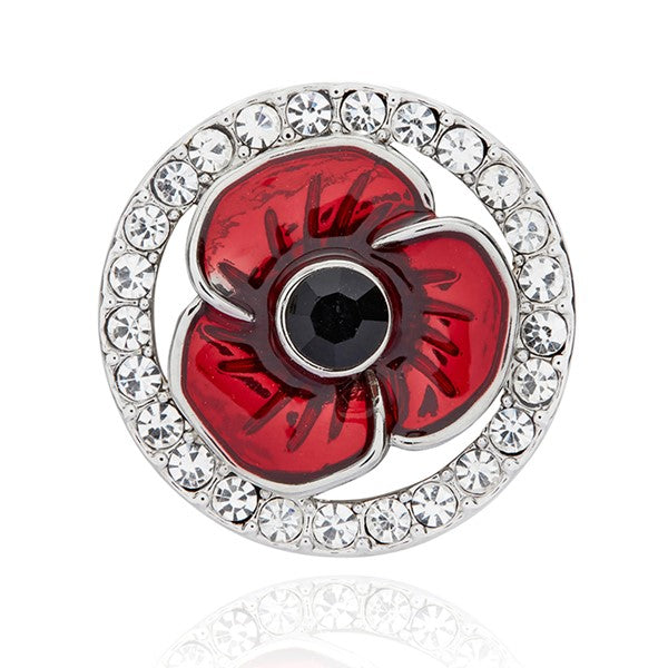 Equilibrium Silver Plated Framed Poppy Pin Brooch