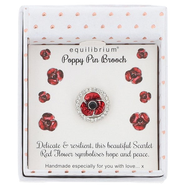 Equilibrium Silver Plated Framed Poppy Pin Brooch