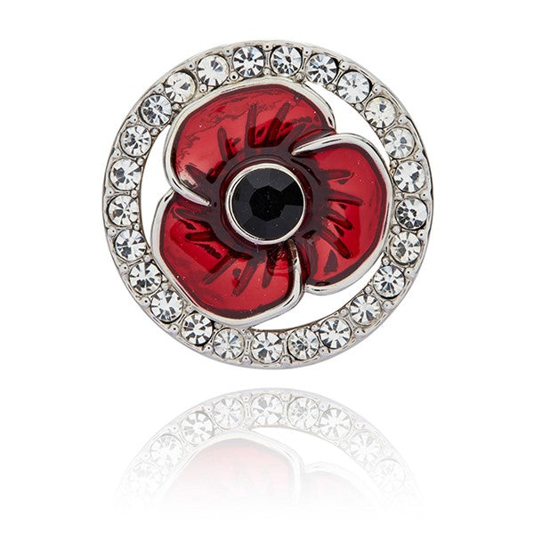 Poppy & Diamante Pin Brooch